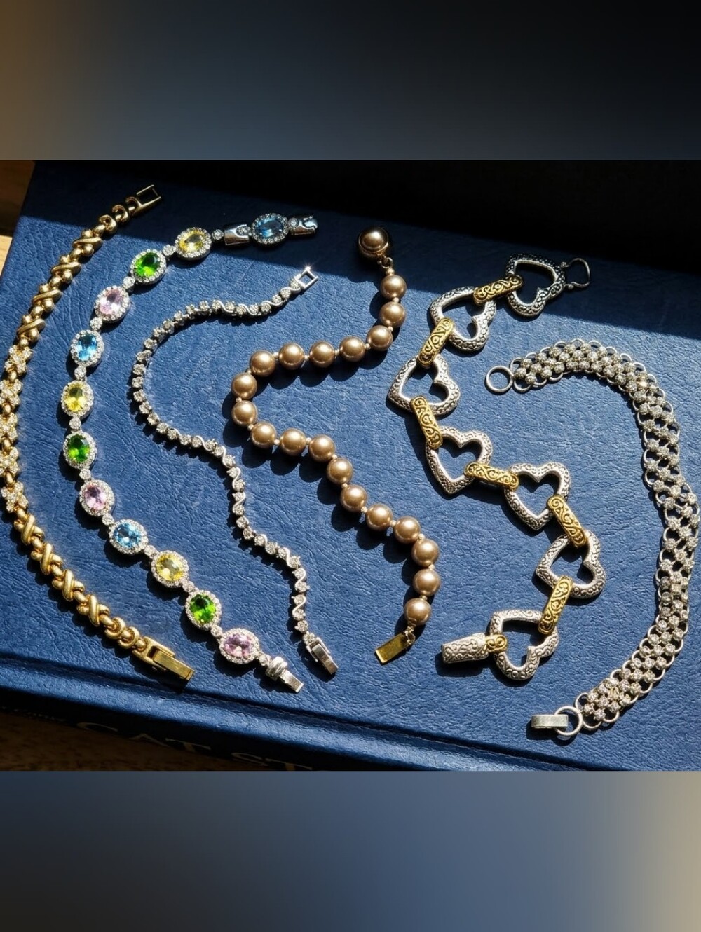 Lot Of Six Vintage Retro Fashion Costume Jewelry Mix Avon Tennis Bracelets Pearl